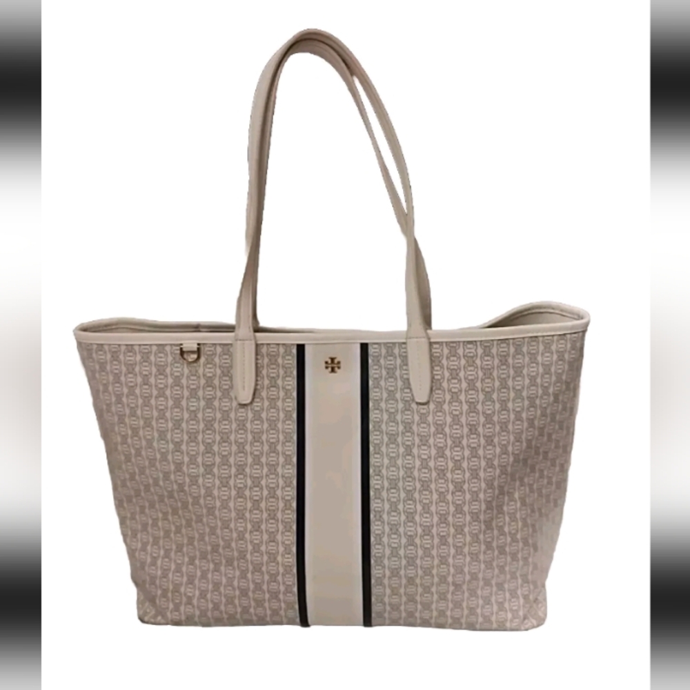 TORY BURCH GEMINI CHAIN PRINT LARGE TOTE HANDBAG - Picture 1 of 12